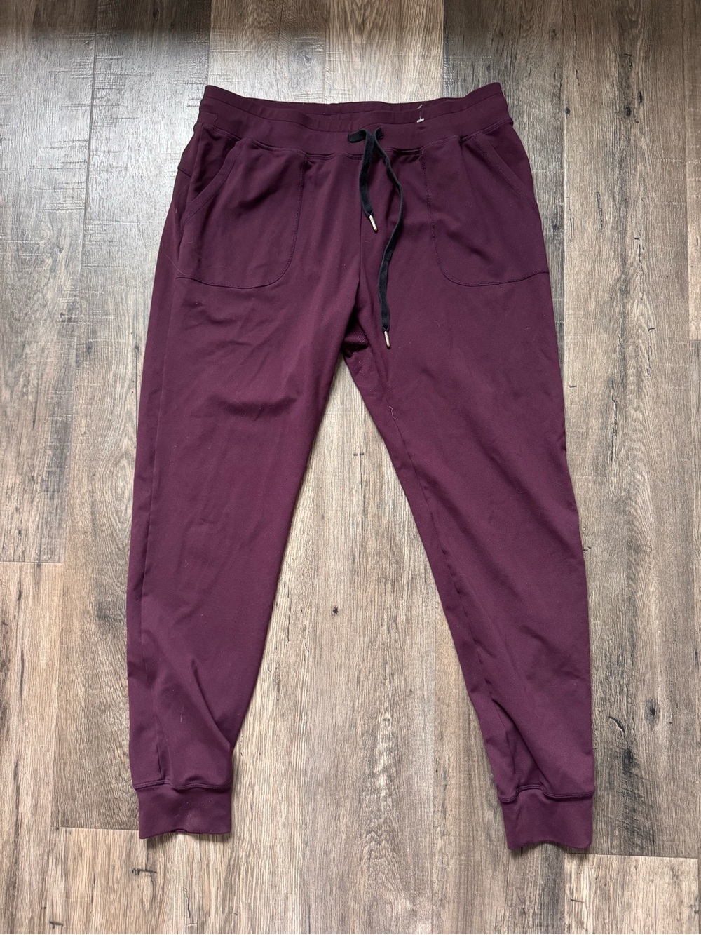 ZYIA Women’s Burgundy Jogger Sweatpants with Black Drawstring